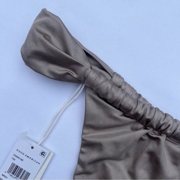 Good American Mink Shine Satin Ruched High Rise Bikini Bottoms Size 4/XLarge NWT - Picture 15 of 16